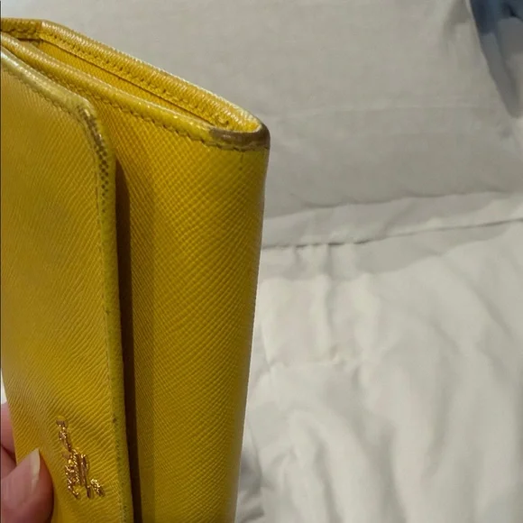 Prada Yellow Saffiano Leather Flap Wallet - Picture 4 of 10